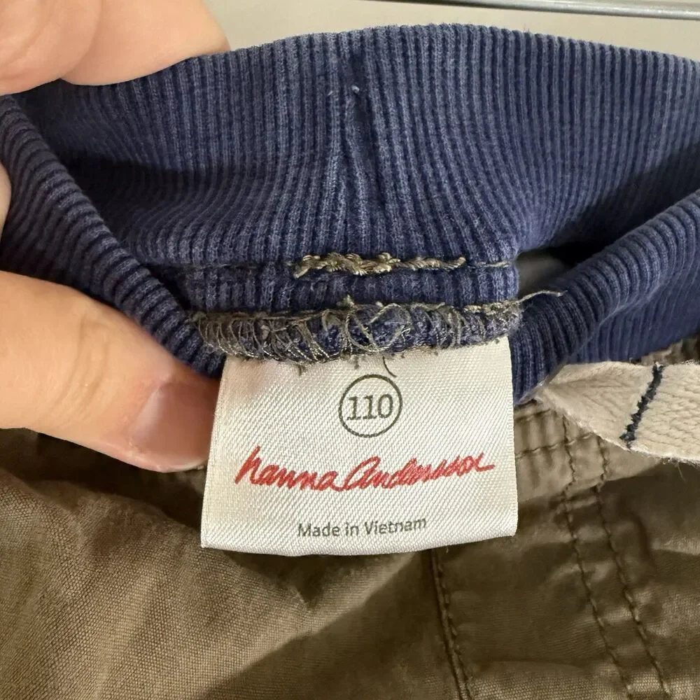 Hanna Andersson Cargo Shorts Boys 110 5 Green Pull On Drawstrong Zip Pockets